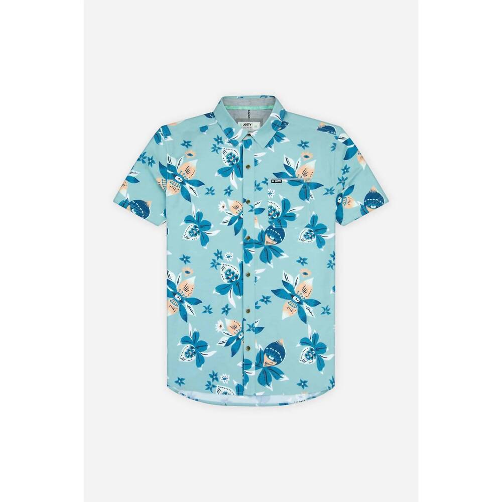 NEW JETTY men's garwood 3 short sleeve woven top in mint